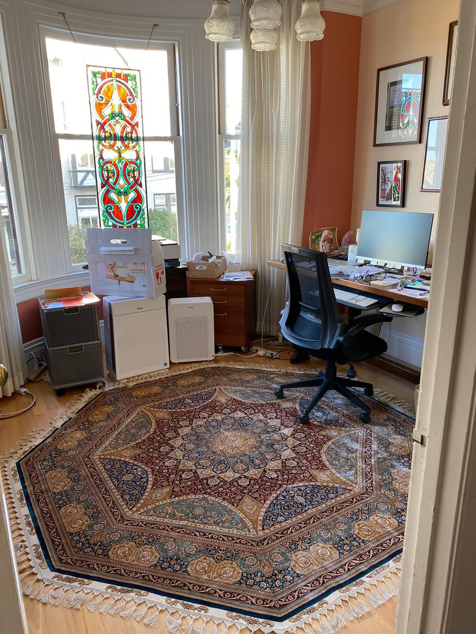 Handwoven Silk Gonbad Octagon rug